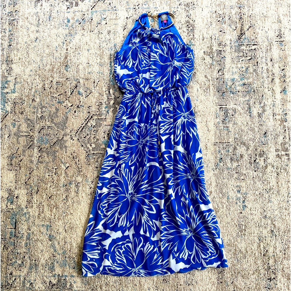 Vince Camuto blue and white floral maxi dress